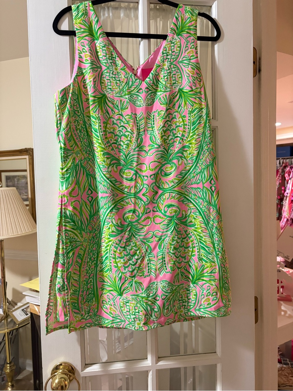 Lilly Pulitzer Hot Pink Romper with Bright Green Print